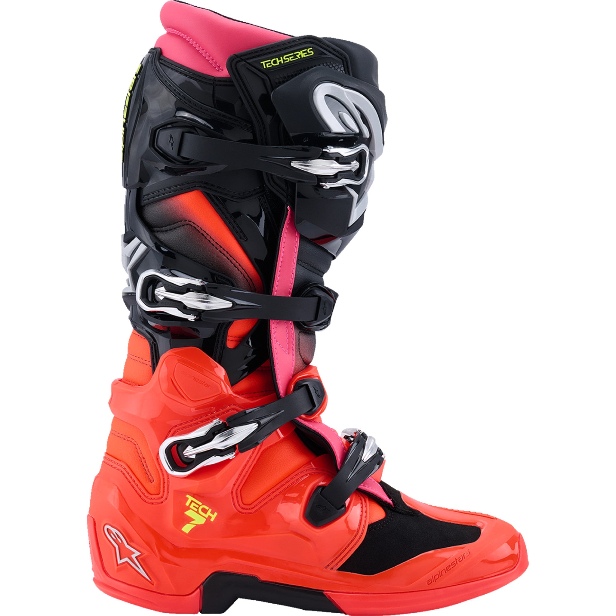 ALPINESTARS Tech 7 Boots Black/Fluorescent - Red/Fluorescent Pink