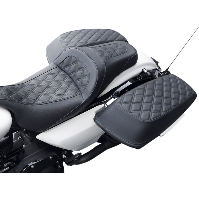 SADDLEMEN 3501-1350 L870-14-LS Bagger Lid Cover - Saddlebag Cover - Lattice Stitch - FL '14-'22