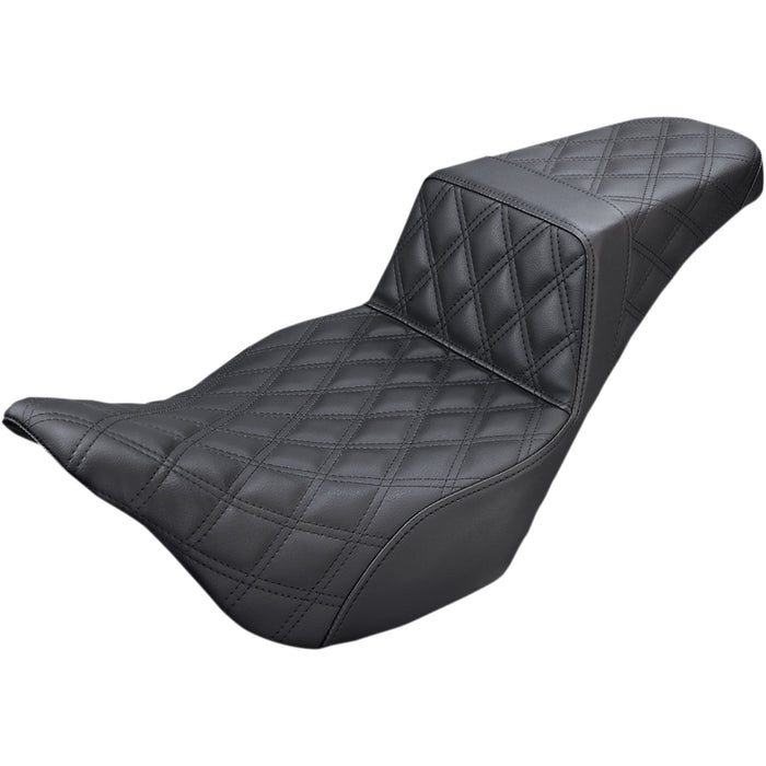 SADDLEMEN 0801-1135 808-07B-175 Step Up Seat — Lattice Stitched - Black - FLH