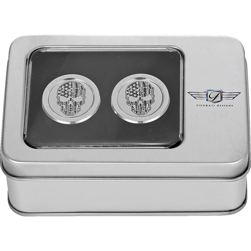 FIGURATI DESIGNS 3550-0355 FD27-DC-2730-SS Docking Covers american flag skull - contrast cut - silver