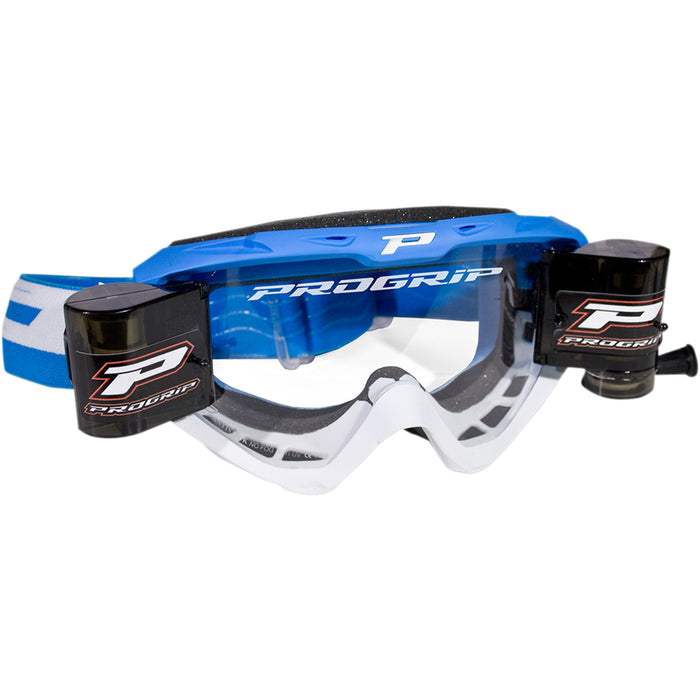 PRO GRIP 2601-2647 PZ3450ROAZBI 3450 Riot Roll Off Mounted MX Goggles 3450 Riot Roll Off Goggles - Light Blue/White