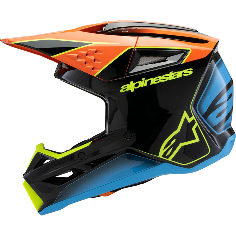 ALPINESTARS Youth SM3 Fray Helmet - Gloss Black/Orange/Yellow Fluo
