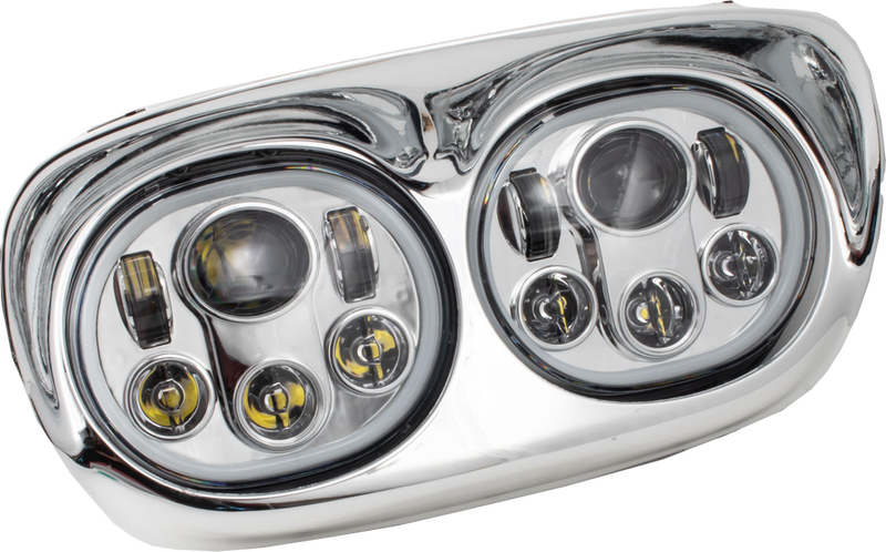 Letric Lighting Co LED Headlight CHR Halo Fltr ` - LLC-LRHP-HCC For Harley Road Glide 1998-2013