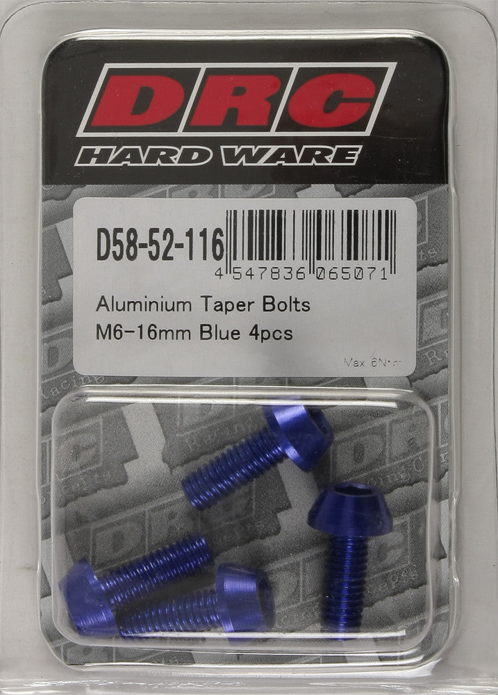 Drc 634-8416B D58-52-116 ALUMINUM TAPER BOLTS BLUE M6X16MM 4/PK