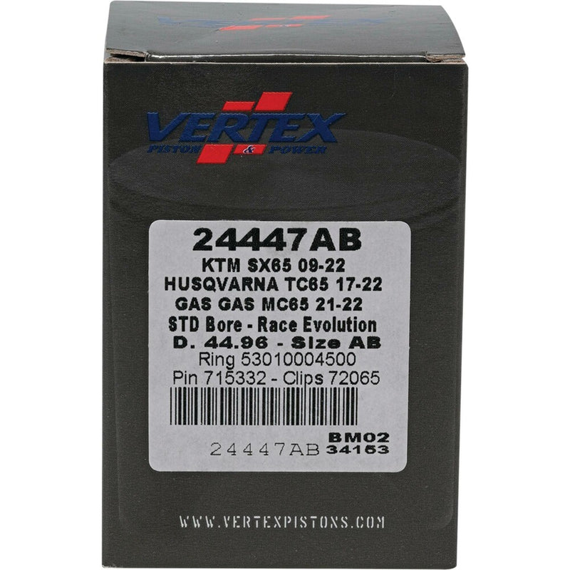 Vertex Piston Kit Cast Race Evolution 44.96/Standard KTM Husqvarna GAS - 24447AB For Husqvarna TC 65 2017-2024 | KTM SX 65 2009-2024