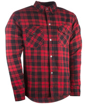 Front angle of the Marksman Flannel in red and black