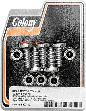 Colony Machine 830-1116 9807-10 BRAKE ROTOR HARDWARE REAR TORX SCREW KIT