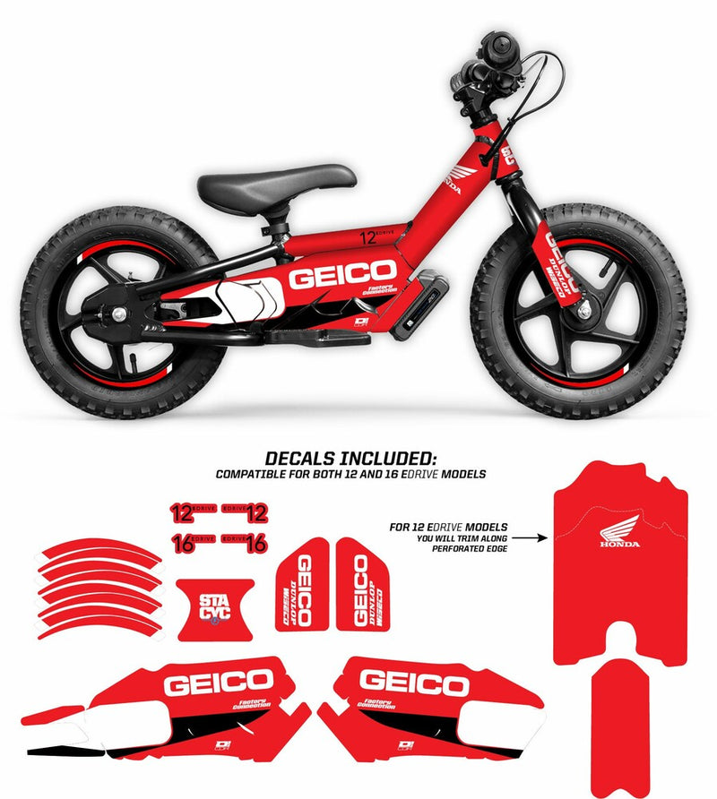 D-cor 862-80202 10-80-202 GRAPHIC KIT STACYC GEICO GRAPHIC KIT STACYC 12" & 16"