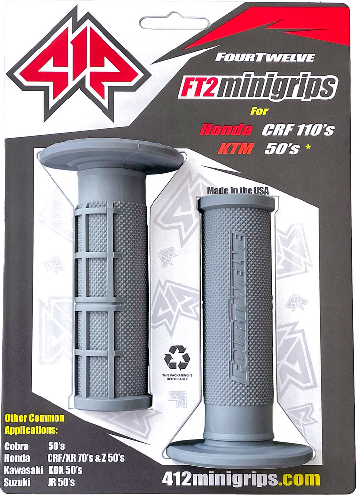Four Twelve 19-5121 412-G201 PEE WEE / PIT BIKE MINI GRIPS 7/8" (GREY)