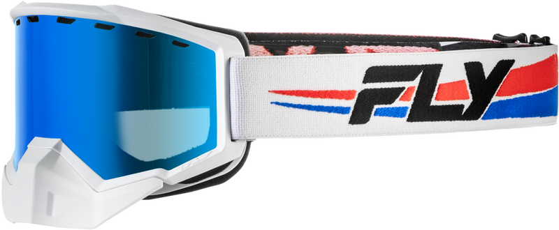 Fly Racing 37-50087 37-50087 FOCUS SNOW GOGGLE WHTE/RED/BLU W/DARK BLUE MIRROR/SMOKE LENS