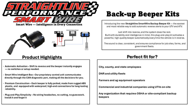 Straightline Performance Automatic Backup Beeper Kit CAN - 282-113 Can-Am Defender 2016-2026