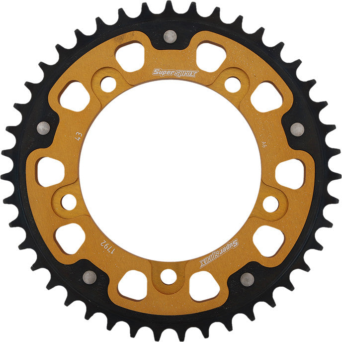 Supersprox Rear Stealth Sprocket Aluminum Steel 43T-525 GLD Suzuki TRI - RST-1792-43-GLD Triumph Motorcycles 2000-2015