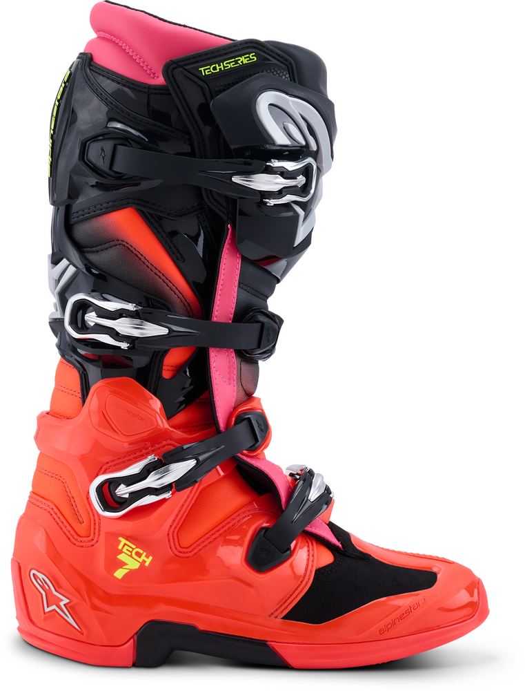 Alpinestars 482-0016211 2012025-1576-11 TECH 7 BLACK/RED FLUO/PINK FLUO 11