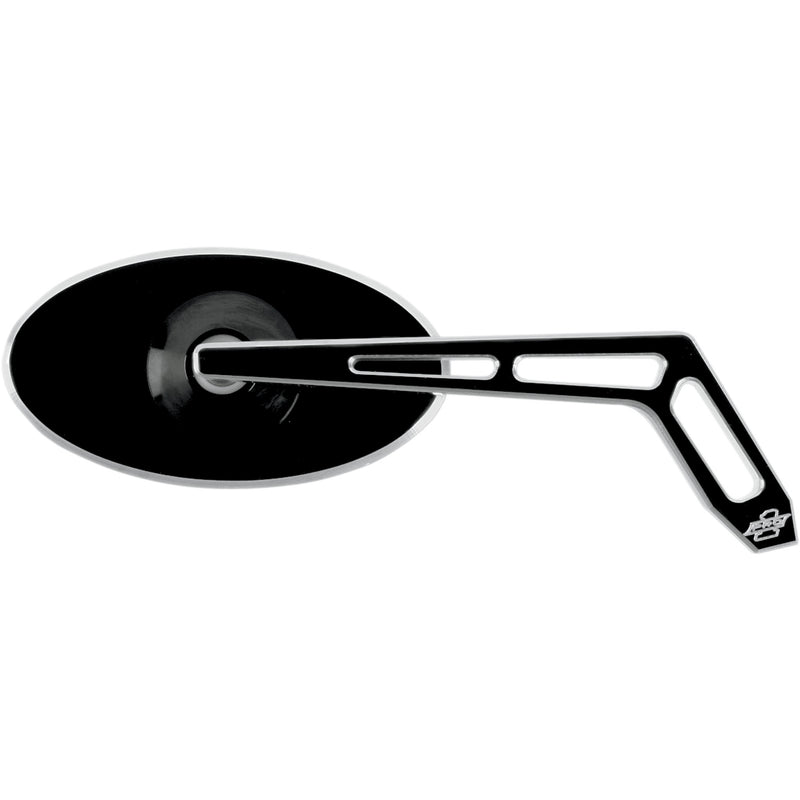 PRO-ONE PERF.MFG. 0640-0262 102320B Billet Aluminum Mirror Mirror - Weekend Warrior - Side View - Cut-Out - Oval - Black - Right