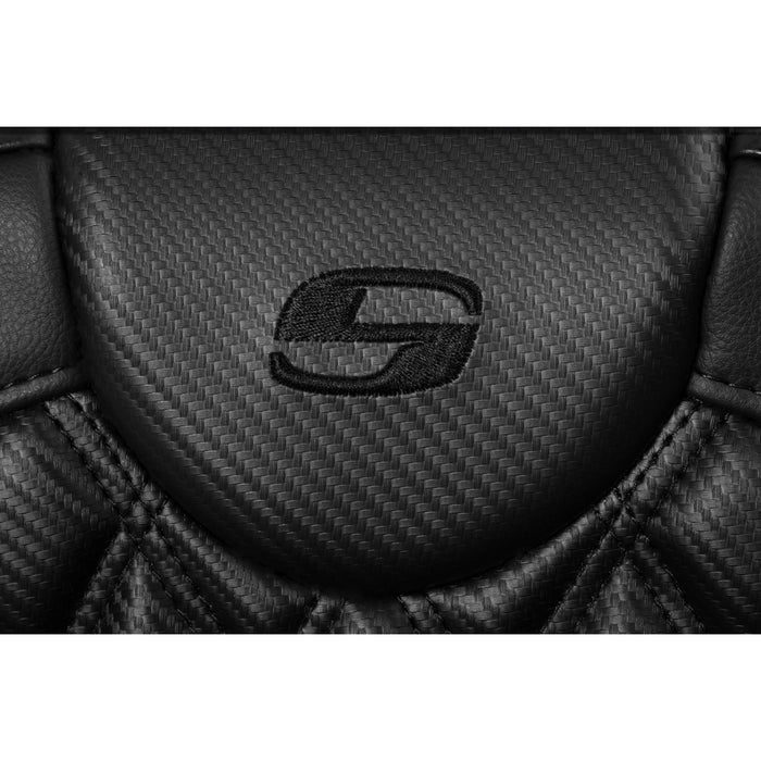 SADDLEMEN 0801-1697 808-07CF-184HCT Roadsofa™ Seat - Roadsofa™ Extended Reach Seat - without Backrest - Lattice Stitch - Carbon Fiber - FL '08-'23