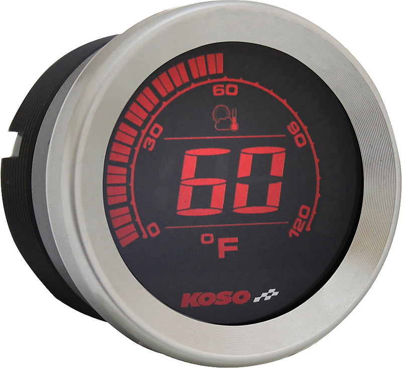 Koso North America HD-02 Series Gauge Kit Silver Bezel OIL Temp - BA050905 For Harley Touring 2004-2013