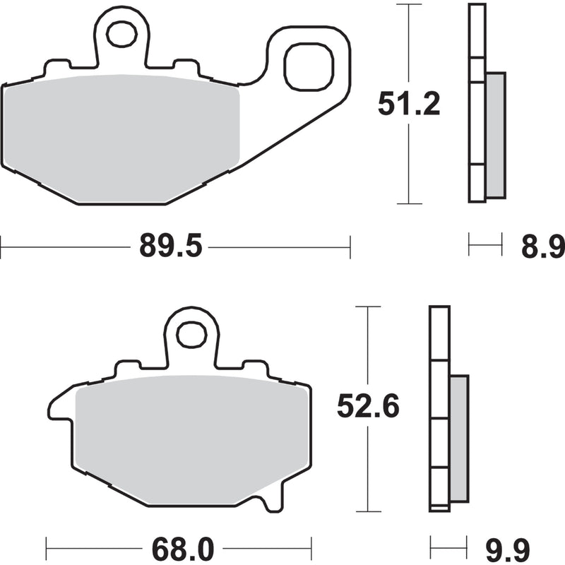 SBS 1722-0703 687LS LS Street Excel Sintered Rear Brake Pads LS Brake Pads - Kawasaki - 687LS