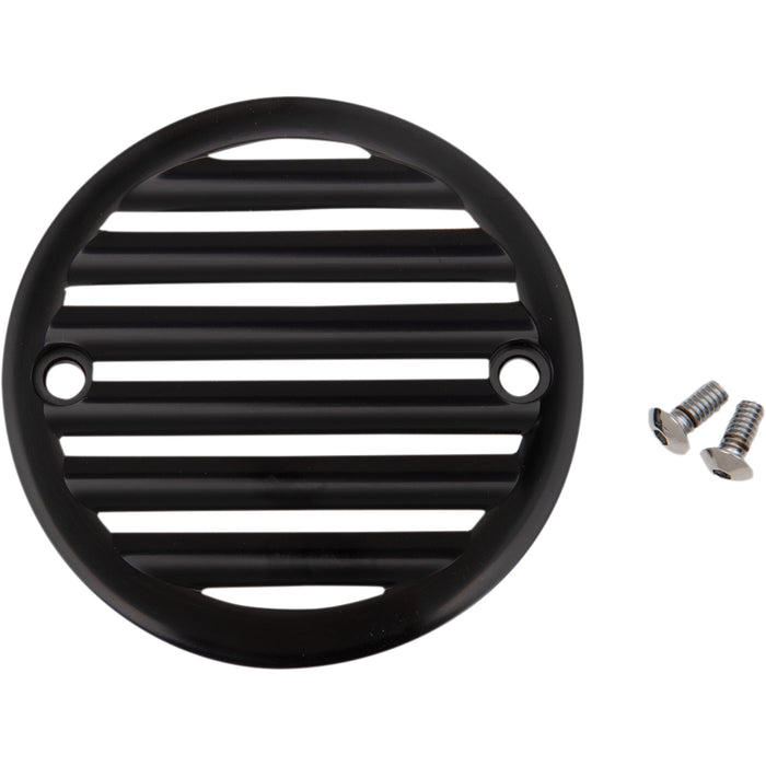 JOKER MACHINE 0940-0997 02-98TC Points Cover - Finned - 2 Hole - Black Anodized/Silver