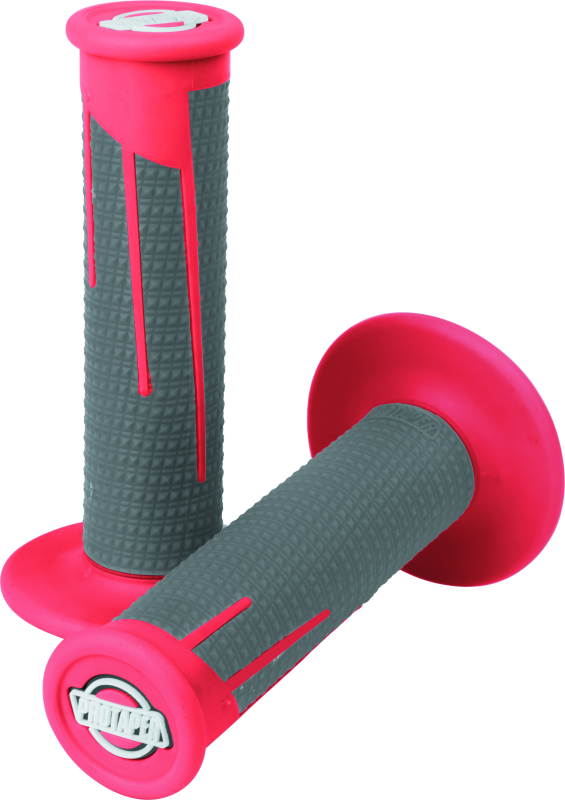ProTaper 021687 Full Diamond Clamp-on Grips - Red/dark Gray - Photo - Primary