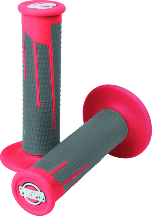 ProTaper 021687 Full Diamond Clamp-on Grips - Red/dark Gray - Photo - Primary
