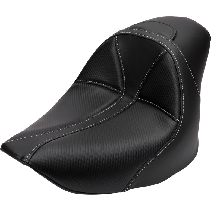 SADDLEMEN 0802-0799 806-12-0042 Dominator Solo Seat - w/o Backrest - Black w/ Gray Stitching - FL/FX '06-'17