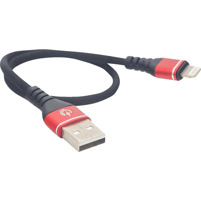 RIDEPOWER 3807-0714 RPUSBLHT12 12" Male USB to Male Lightning Phone Charging Cable Male USB to Male Lightning Cable - Phone - Charger - 12" - Black/Gray