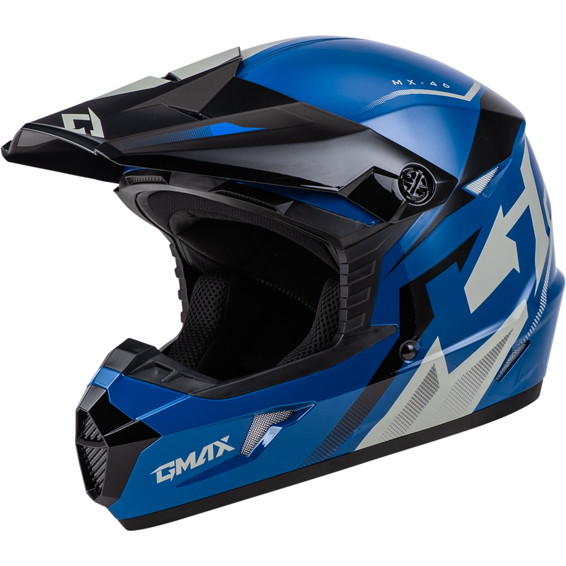 gmax motorcycle helmet Gm 49y Charge Black/Blue/Green YM washable interior allows for easy cleaning and custom fitting OF-87 Open Face Helmet Black