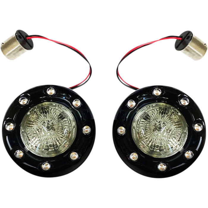 CUSTOM DYNAMICS 2020-1936 PB-BR-RR 56-BS ProBEAM® Bullet Ringz™ 1156 Rear Turn Signals - Black - Smoke Lens
