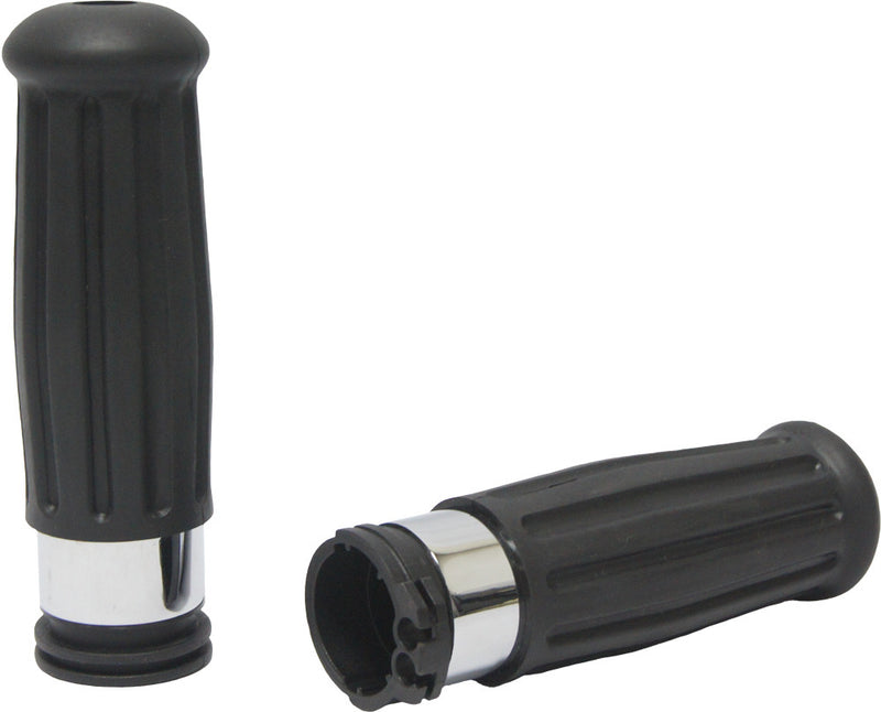 Harddrive Grips Vintage Chrome Ring Cable Throttle - 72-158 For Harley Motorcycles 1996-2016