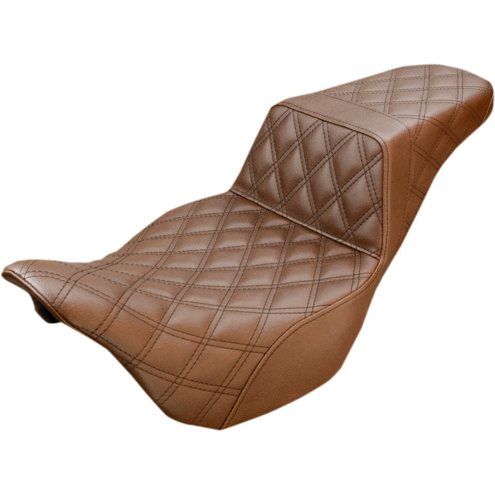 SADDLEMEN 0801-1136 808-07B-175BR Step-Up Seat — Full Lattice Stitch - Brown - FLH