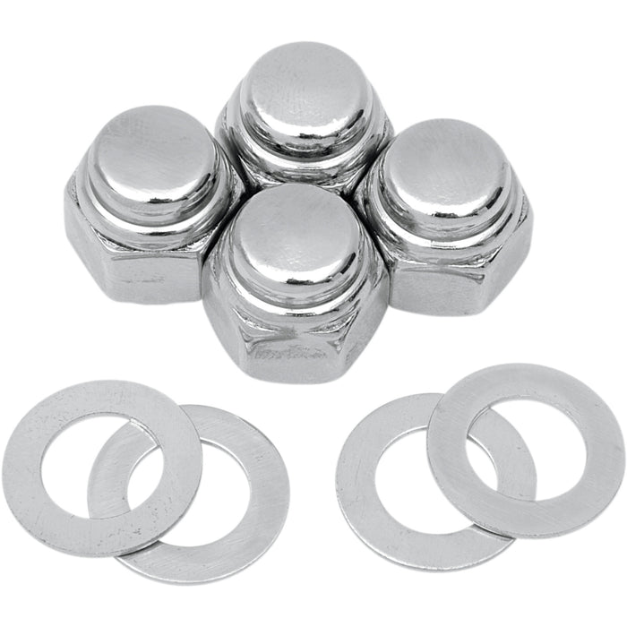 COLONY DS-189932 8400-8 Chrome Cap Nut Kit Cap - Rocker - Big Twin/XL