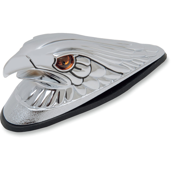 DRAG SPECIALTIES Eagle Head Front Fender Ornament with Lights - Eyes Chrome