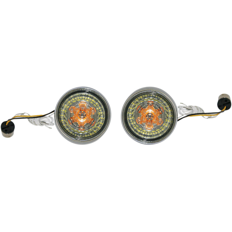 (OPEN BOX)  CUSTOM DYNAMICS 2020-1589 PB-BB-AW-1156CS ProBEAM Ringz Bullet Bezel LED Turn Signal - 1156 - Chrome - Smoke Lens