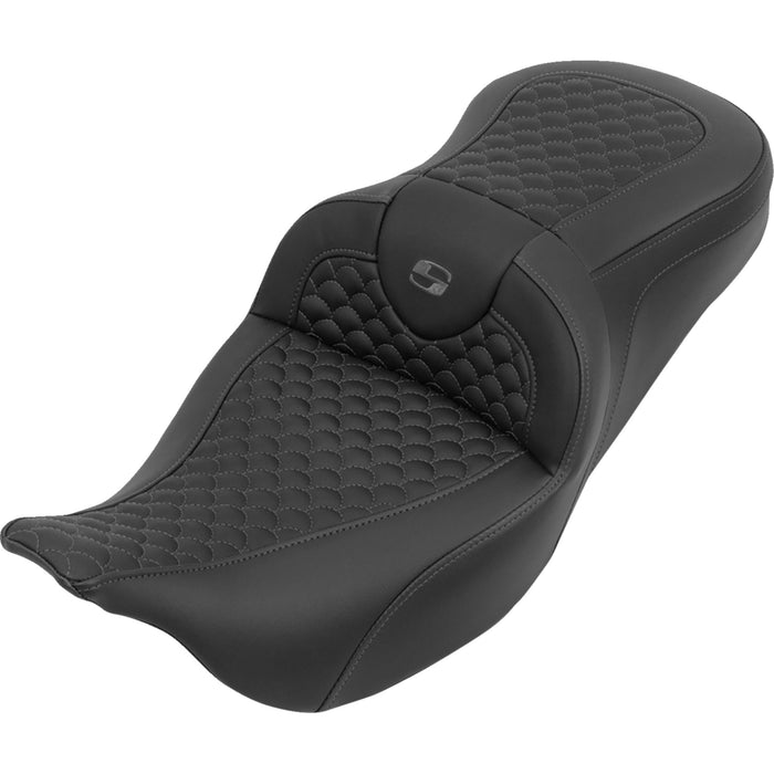 SADDLEMEN 0801-2257 808-07B-20802 RoadSofa™ Seat without backrest - dragon stitch - gray stitch - flh/flt '08-'25