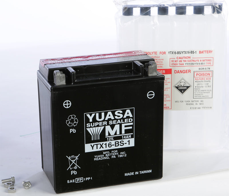 Yuasa Battery YTX16-BS-1 Maintenance Free - YUAM32X61 Suzuki QuadMaster 500 4x4 2000-2001