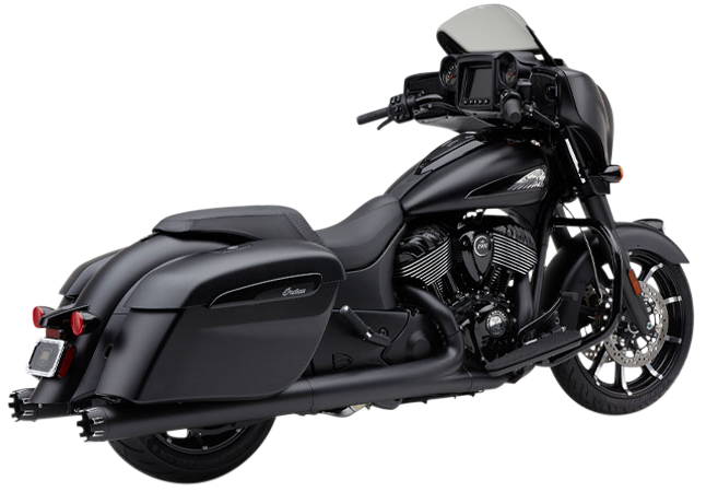 Cobra 4" NH Dual CUT Slip-ONS Black Indian GEN-2 BAG - 5208B For Indian 2014-2024