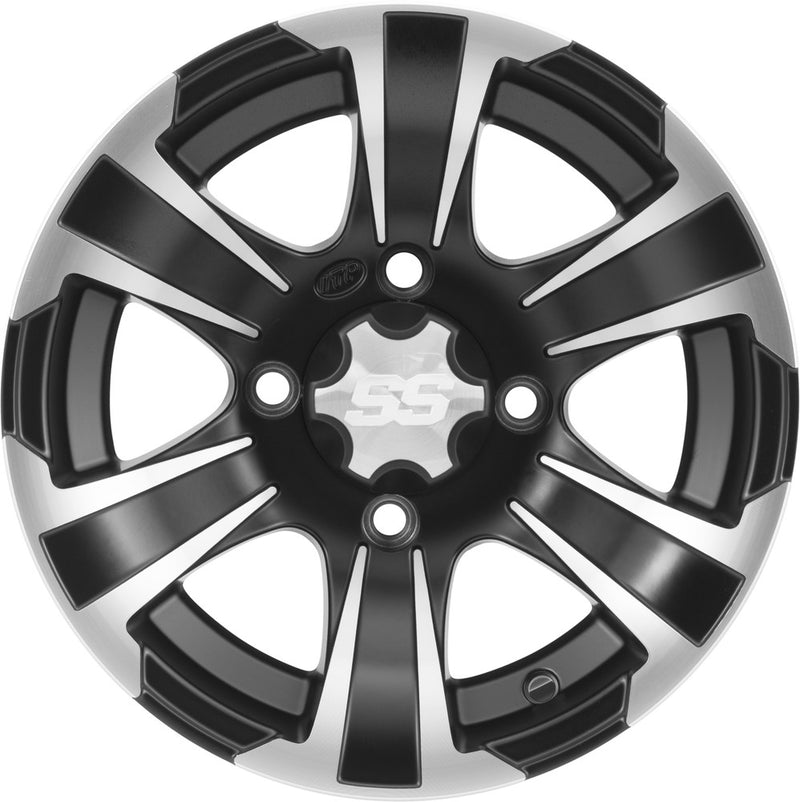 Itp SS312 Black 12X7 4/110 2+5 - 1228440536B For Honda ATVs 1989-2019 | Bombardier Traxter 500 4x4 Auto / Quest 650 4x4 / Traxter 500 1999-2005