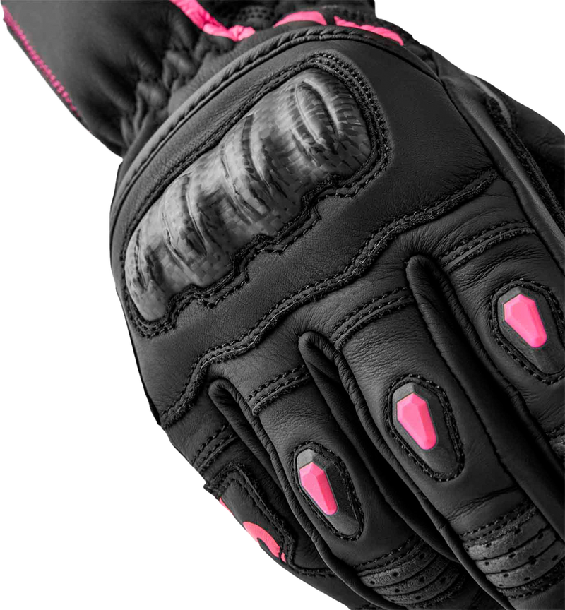 Rst 556-3653108 103653PNK-08 WOMENS S1 GLOVE BLACK/PINK LEATHER LG
