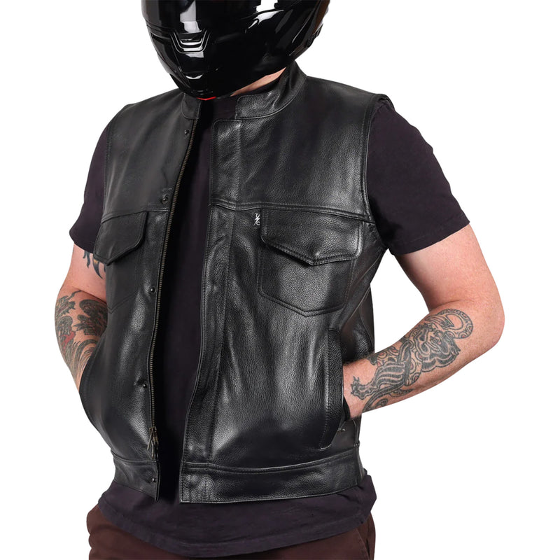 THRASHIN SUPPLY CO. Mulholland Leather Riding Vest Black