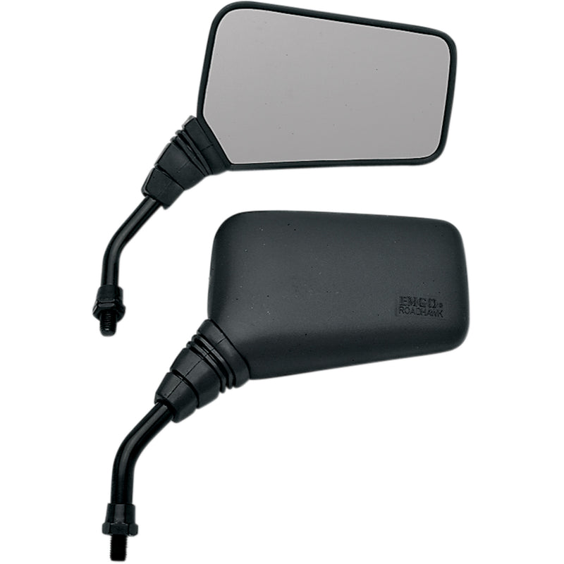EMGO 2025150 20-25150 Roadhawk Mirror Mirror - Roadhawk - Side View - Rectangle - Short - M10 x 1.25 | M10 x 1.25 (Left Hand) - Black