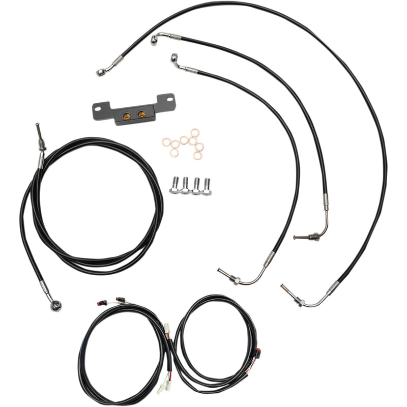 LA Choppers Complete Plug-And-Play Cable Kit 18" 20" Handlebars Black - LA-8055KT3-19B For Harley Touring 2017-2019