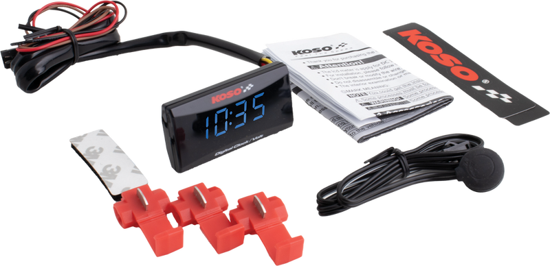Koso North America 27-5924 BA024B50 SUPER SLIM CLOCK / VOLT METER BLUE DISPLAY