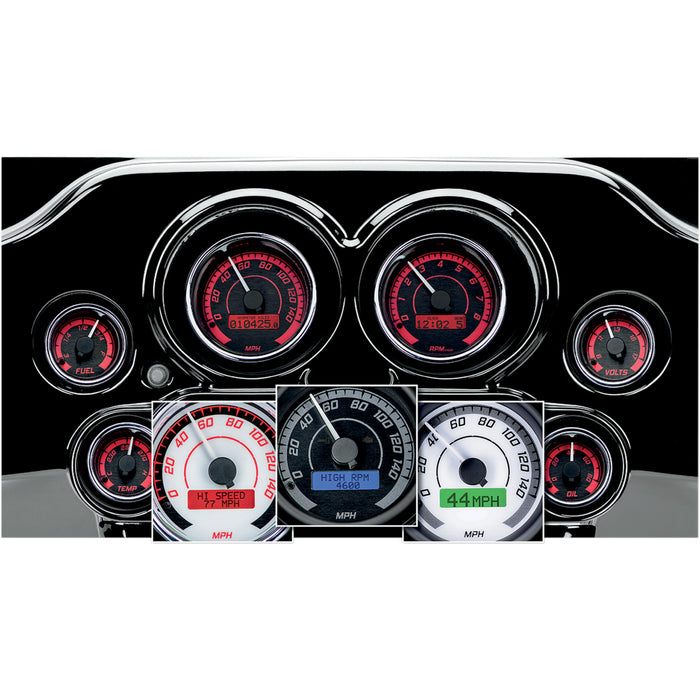 DAKOTA DIGITAL 2212-0567 MVX-8600-KG-K MVX-8K Series Analog/Digital Gauge Kit — 8600KGK Model - MVX-8K Series Analog/Digital 6-Gauge Kit - Black Bezel - Black Face with Gray Background