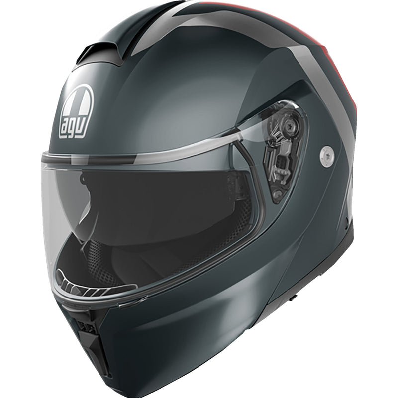 AGV 0100-2407 2118296002006L Streetmodular Resia Helmet Streetmodular Helmet - Resia - Matte Gray/Silver/Red - Large
