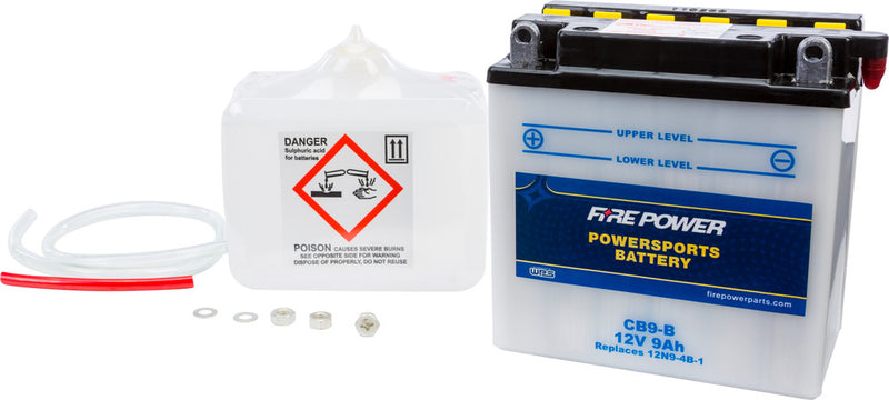 Fire Power Battery W Acid 12V Heavy Duty - CB9-B Kawasaki 125A Eliminator 2001-2009