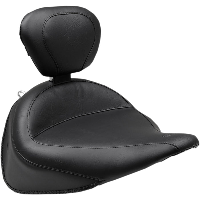 MUSTANG 0802-0899 79916 Wide Solo Seat with Removable Backrest - Vintage - Black - Smooth