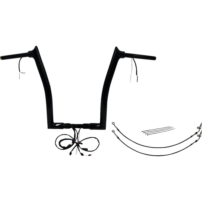 FAT BAGGERS INC. 0601-6198 802316-B EZ Install Wired 1-1/2" Pointed Top Handlebar Kit - 16" - Black
