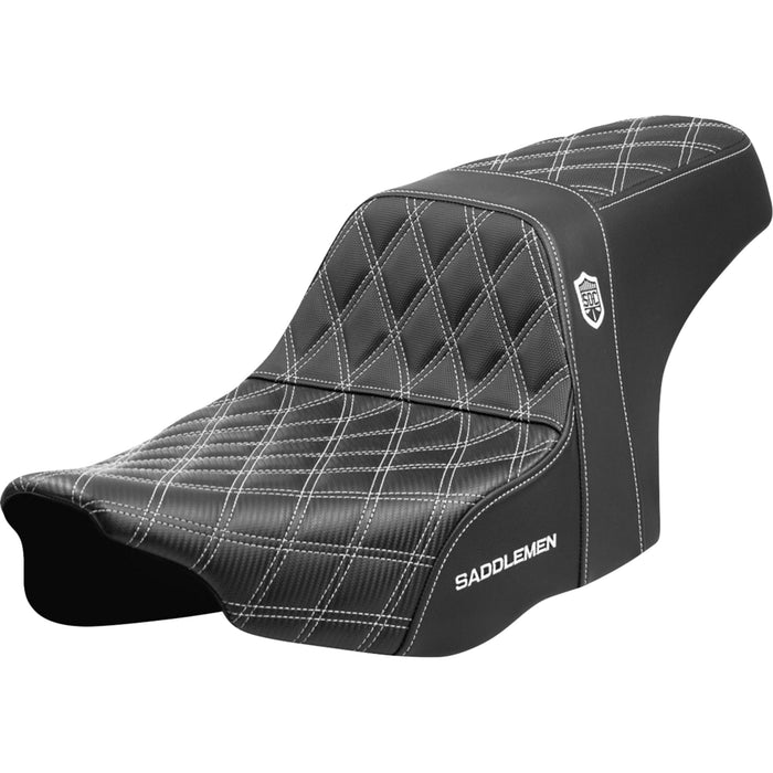 SADDLEMEN 0801-2005 SC-82307D6 Pro Series SDC Performance Grip Seat Pro Series SDC Performance Seat - White Stitching - w/o Backrest - FLT/FLH '23-'24