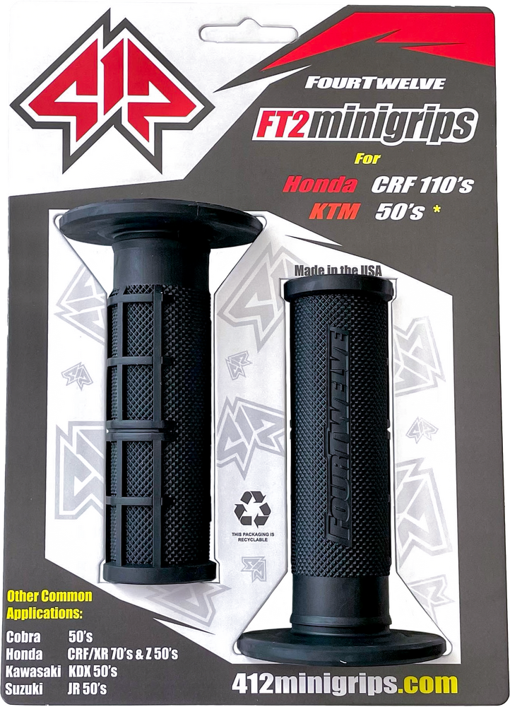 Four Twelve 19-5120 412-200 PEE WEE / PIT BIKE MINI GRIPS 7/8" (BLACK)