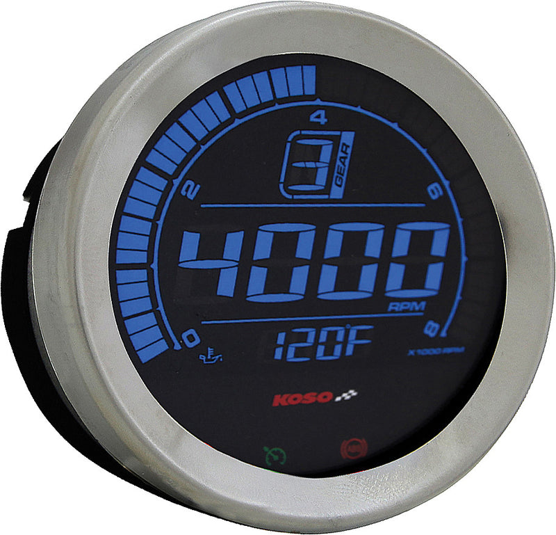 Koso North America HD-02 Series Gauge Kit Silver Bezel OIL Temp - BA050905 For Harley Touring 2004-2013